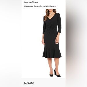 London Times Women’s Twist-Front Midi Dress